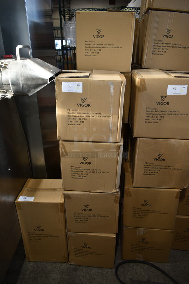 14 Boxes of 24 BRAND NEW IN BOX! Vigor 247FP166PP 1/6 Size 6" Deep Translucent Polypropylene Food Pan. 14 Times Your Bid! - Image 2 of 3