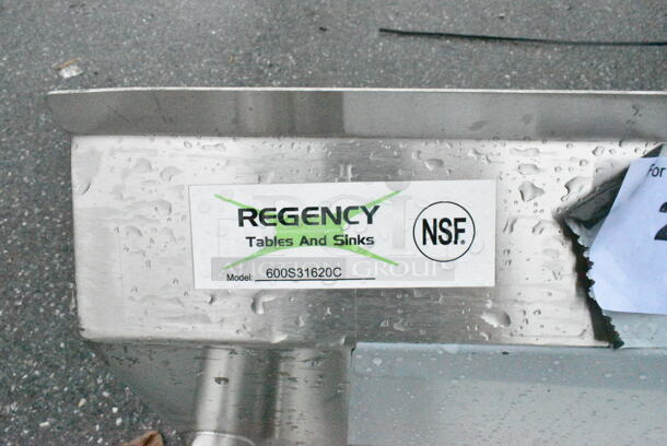 BRAND NEW SCRATCH AND DENT! Regency 600S31620C 57" 16 Gauge Stainless Steel Three Compartment Commercial Corner Sink with 2 Drainboards - 16" x 20" x 14" Bowls. No Legs.  - Image 10 of 10