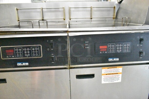 Giles EOF-10-10 Stainless Steel Commercial Electric Powered 3 Bay Fryer w/ Dumping Station on Commercial Casters. 480 Volts, 3 Phase. - Image 8 of 12