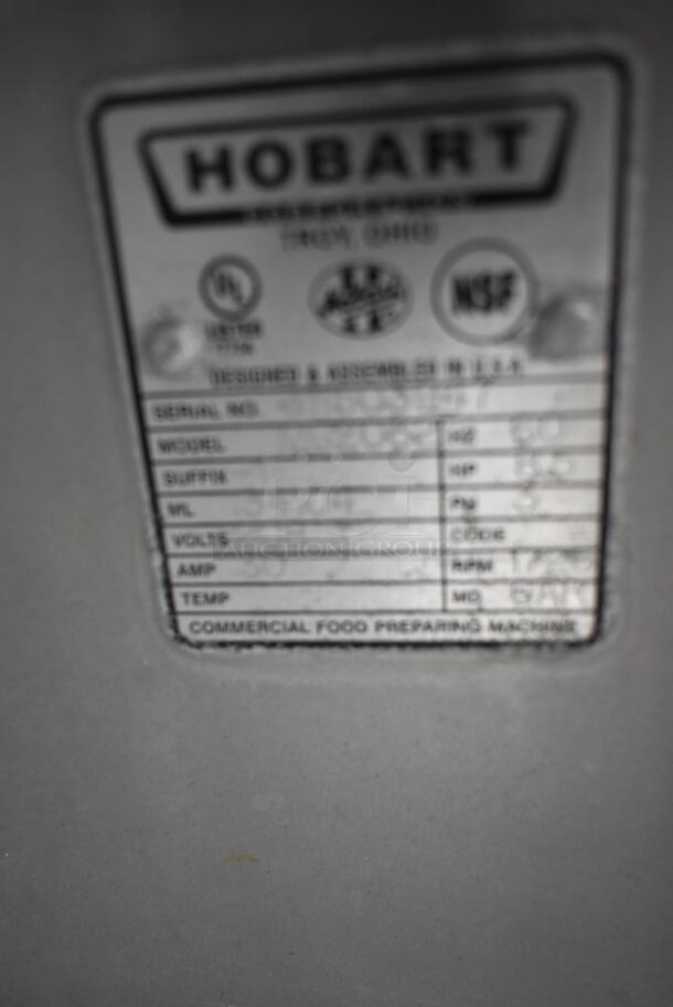 2015 Hobart MG2032 Metal Commercial Floor Style Electric Powered Meat Mixer Grinder w/ Foot Pedal on Commercial Casters. 208 Volts, 3 Phase. Tested and Working! - Image 9 of 10