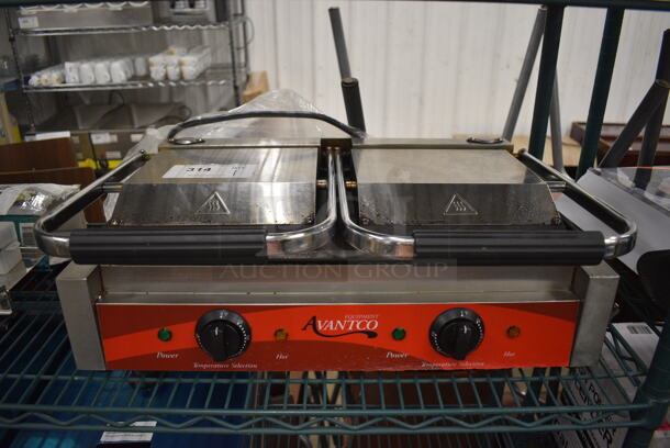 Avantco P88SG Stainless Steel Commercial Countertop Double Panini Press. 120 Volts, 1 Phase. 23x18x8. Tested and Working! - Image 1 of 6
