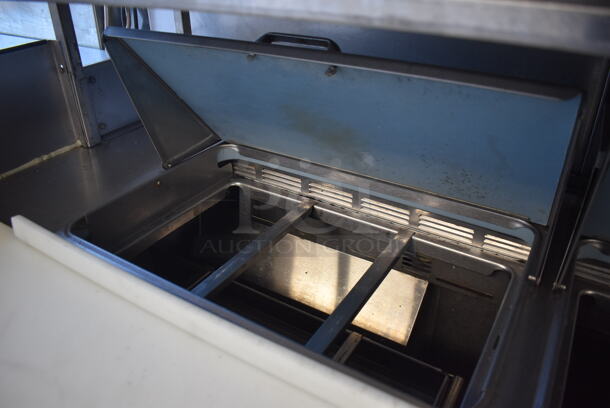 Delfield Stainless Steel Commercial Sandwich Salad Prep Table Bain Marie Mega Top w/ 4 Drawers and Over Shelf on Commercial Casters. 115 Volts, 1 Phase. 64x34x56. Tested and Working! - Image 6 of 8