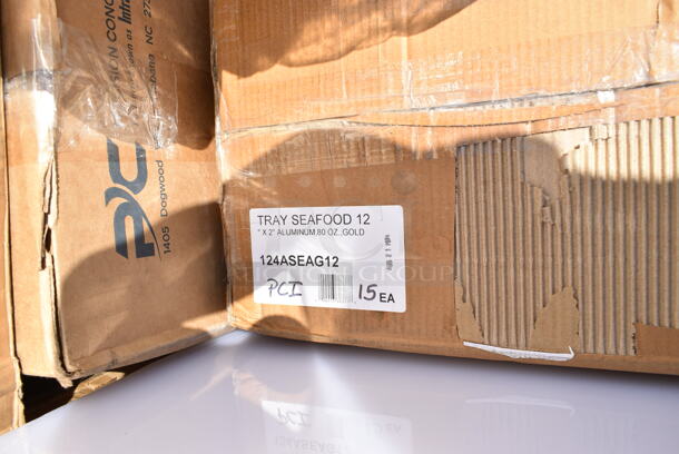 PALLET LOT of 22 BRAND NEW Boxes Including 496ALPF2X22PK American Louver Company 24" x 24" Plaster Frame ALPF2X2-2PK - 2/Pack, 427SD2828MP Lancaster Table & Seating Excalibur 27 1/2" x 27 1/2" Square Table Top with Textured Mixed Plank Finish, Vollrath 4932-13 Traex® Color-Mate™ 32 oz. Clear Single Tip Standard Squeeze Bottle,  600WS1830HD Regency 18" x 30" 16 Gauge Stainless Steel Heavy-Duty Solid Wall Shelf, 124ASEAG12 American Metalcraft ASEAG12 12" Round Gold Hammered Aluminum Seafood Tray, 4447572 Lavex 2.5 Gallon Plastic Dispensing Container. 22 Times Your Bid!  - Image 9 of 12