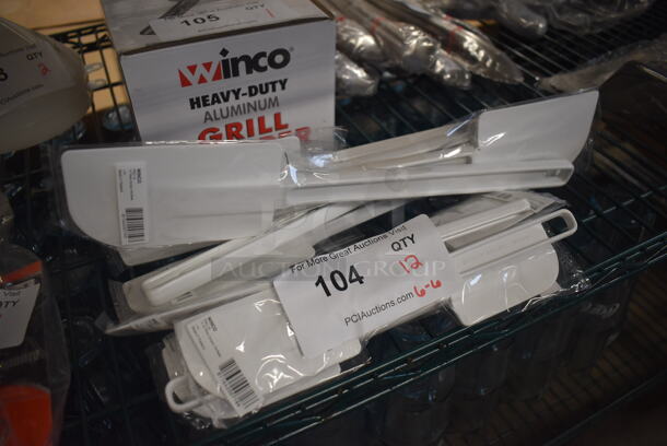 ALL ONE MONEY! Lot of 12 BRAND NEW! Winco White Poly Scrapers. 10", 14" - Image 1 of 3