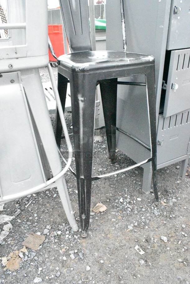 15 Metal Bar Height Tolix Style Chairs Including Black, White and Silver Finish. 15 Times Your Bid!  - Image 7 of 8