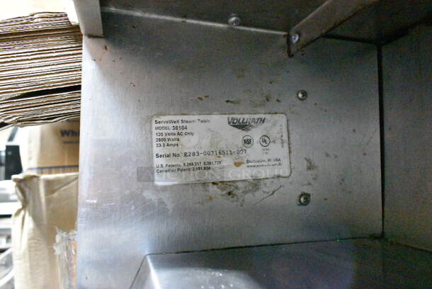 Vollrath Servewell 38104 Stainless Steel 4 Bay Steam Table w/ Under Shelf on Commercial Casters. 120 Volts, 1 Phase. Cannot Test Due To Plug Style - Image 8 of 8