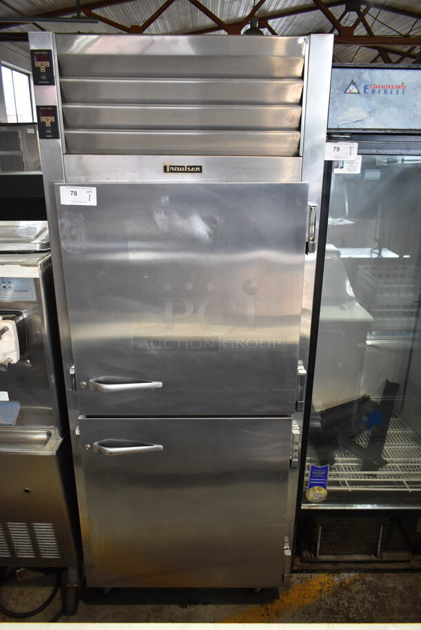 Traulsen RDT132EUT-HHS Stainless Steel Commercial 2 Half Size Door Reach In Dual Zone Cooler Freezer. 115 Volts, 1 Phase. Tested and Powers On But Does Not Get Cold
 - Image 1 of 4