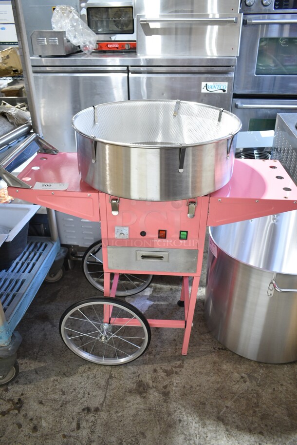 BRAND NEW SCRATCH AND DENT! 2023 Carnival King 382CCM21CT Cotton Candy Machine with 21" Stainless Steel Bowl and Cart. 110 Volts, 1 Phase.  - Image 2 of 8