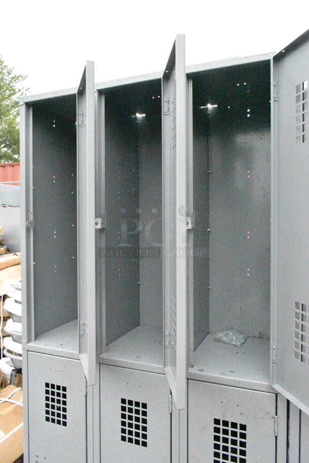 BRAND NEW SCRATCH AND DENT! Regency 600LC32125AG Space Solutions Gray 36" x 15" x 78" 3 Wide, 2 Tier Locker - Assembled  - Image 4 of 6