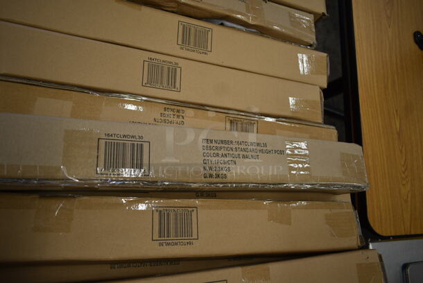 PALLET LOT of 49 BRAND NEW IN BOX! Table Parts Including 24 164TCLWDWL30 Standard Height Post Antique Walnut, 2 Table Base Plate 22x30, 2 164STBCOL425 Lancaster Table & Seating 25" x 4" Standard Height Table Base Column for Stamped Steel Line, 12 Round Base 30x30, 2 164TCOLRD437 Lancaster Table & Seating 37 1/2" x 4" Bar Height Table Base Column and Rod, 5 Connector Bar Height 30x96, 2 Connector Bar Height 30x72. - Image 4 of 9