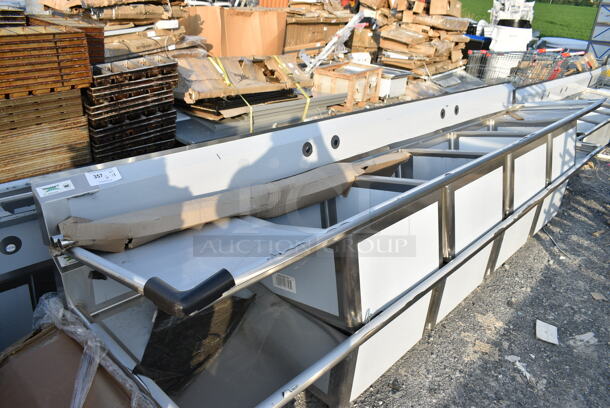BRAND NEW SCRATCH AND DENT! Regency 600S42424224 Stainless Steel 4 Bay Sink w/ Dual Drain Board. No Legs. Bays 24x24x13.5. Drain Boards 22x26 - Image 2 of 8