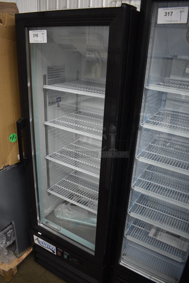 Avantco 178GDC10HCB Metal Commercial Single Door Reach In Cooler Merchandiser w/ Poly Coated Racks. 115 Volts, 1 Phase. 22x23x63. Tested and Does Not Power On - Image 3 of 6