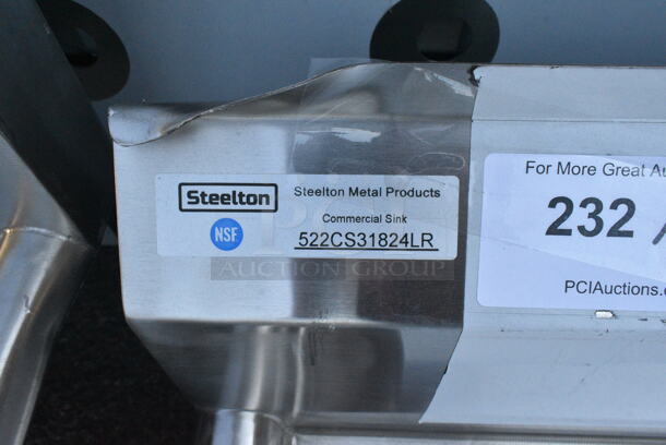 BRAND NEW SCRATCH AND DENT! Steelton 522CS31824LR Stainless Steel Commercial 3 Bay Sink w/ Dual Drain Boards. Bays 18x24. Drain Boards 16x26. No Legs.  - Image 9 of 9