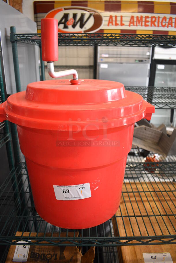 Chef Master Red Poly Lettuce Spinner Salad Spinner. 19x16x21 - Image 1 of 4