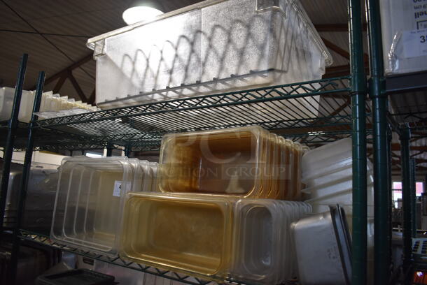 ALL ONE MONEY! 2 Tier Lots of Various Items Including Poly Bins, Poly Drop In Bins and Straining Inserts