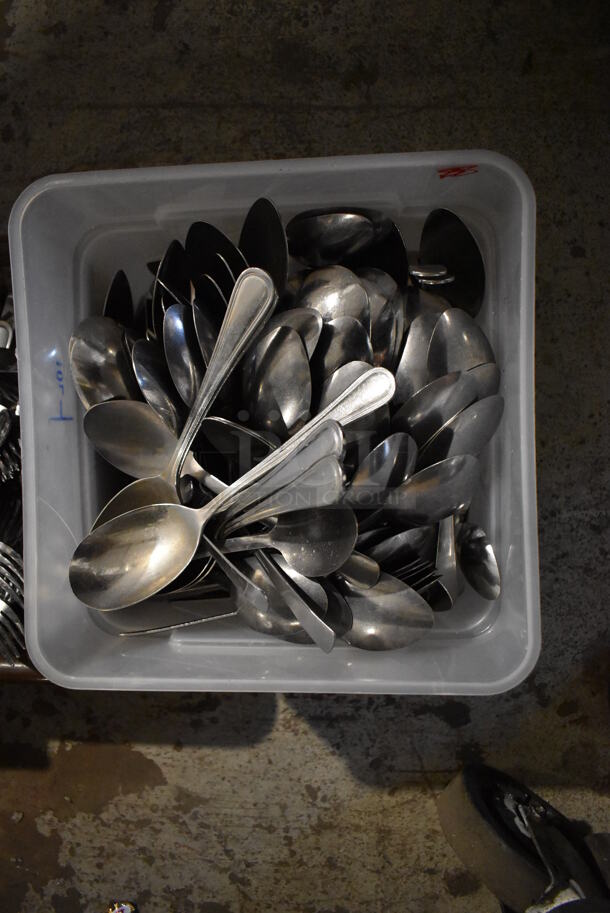 ALL ONE MONEY! Lot of 4 Bins of Various Silverware Including Spoons and Forks - Image 7 of 7
