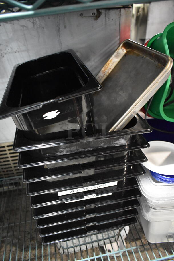 ALL ONE MONEY! Tier Lot of Various Items Including Poly Drop In Bins, Scale, Cutting Board Rack, Trash Cans, Knives in Holder.  - Image 6 of 12