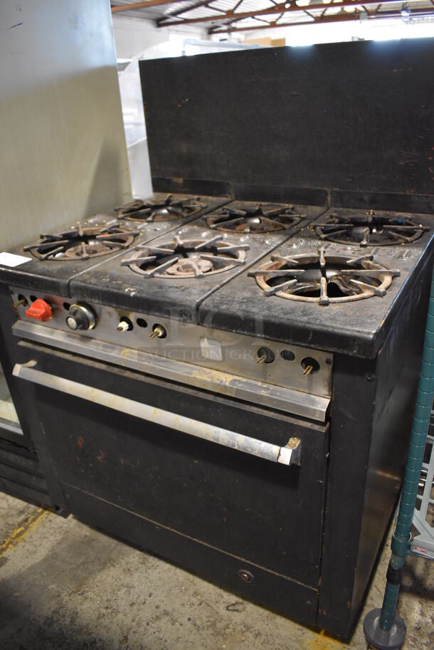 GR10A Metal Commercial Propane Gas Powered 6 Burner Range w/ Oven, Over Shelf and Back Splash. 34x32x51GR10A - Image 3 of 7