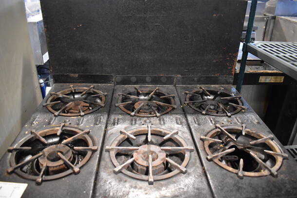 GR10A Metal Commercial Propane Gas Powered 6 Burner Range w/ Oven, Over Shelf and Back Splash. 34x32x51GR10A - Image 7 of 7