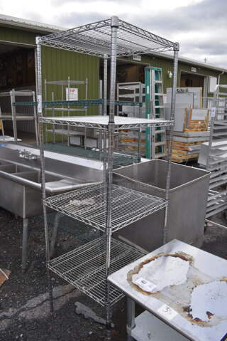 Chrome Finish 4 Tier Shelving Unit. BUYER MUST DISMANTLE. PCI CANNOT DISMANTLE FOR SHIPPING. PLEASE CONSIDER FREIGHT CHARGES. 24x24x75