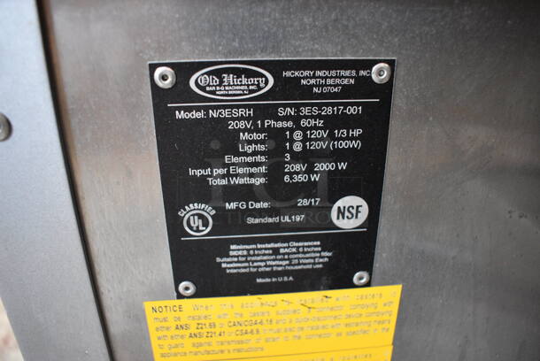 Old Hickory Model N/3ESRH Stainless Steel Commercial Electric Powered 3 Spit Rotisserie Oven w/ 6 Extra Spits. 208 Volts. 36x22x50  - Image 6 of 6