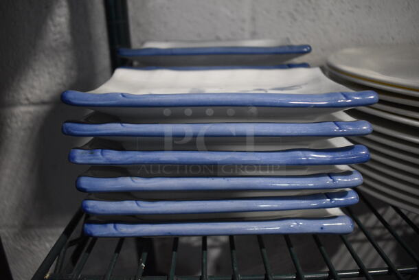 13 White and Blue Ceramic Rectangular Plates. 7x4.5x1. 13 Times Your Bid! - Image 3 of 4