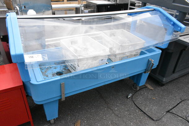 Cambro Blue Poly Portable Buffet Station w/ Sneeze Guard on Commercial Casters.  - Image 2 of 5
