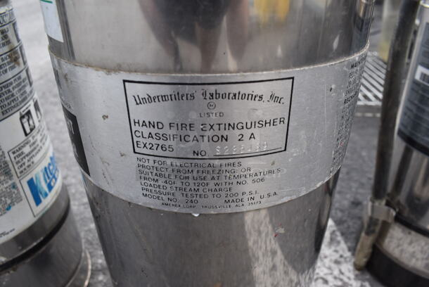 3 Various Wet Chemical Stainless Fire Extinguishers. Buyer Must Pick Up - We Will Not Ship This Item. 3 Times Your Bid! - Image 5 of 8
