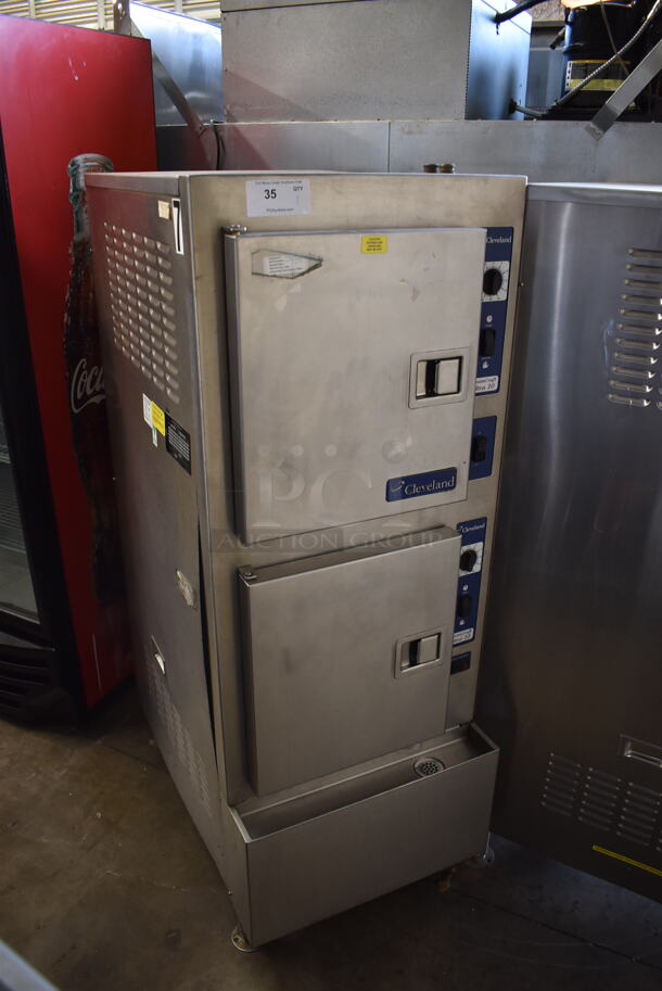 Cleveland 24CEA10 Commercial Stainless Steel Convection Steamer Cabinet With Pan Racks On Galvanized Legs. 480V, 3 Phase.  - Image 2 of 6
