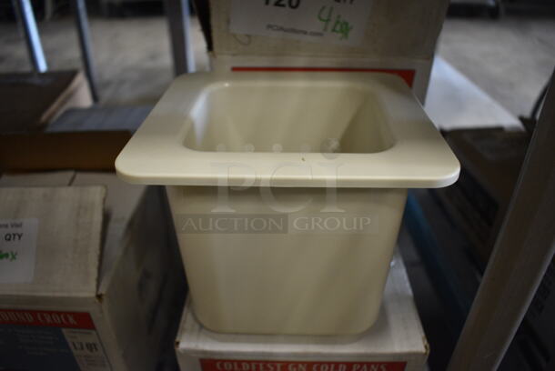 4 BRAND NEW IN BOX! Cambro White Poly Coldfest GN Cold Pans. 6.5x7x6. 4 Times Your Bid! - Image 1 of 3