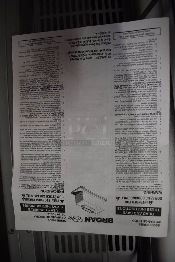 BRAND NEW SCRATCH AND DENT! Broan Elite 153004 30-Inch Under-Cabinet Slide-Out Range Hood w/ Light, Brushed Aluminum. Stock Picture Used For Gallery Picture. - Image 6 of 9