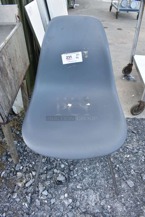 Gray Poly Chair on Metal Legs. 18x18x31