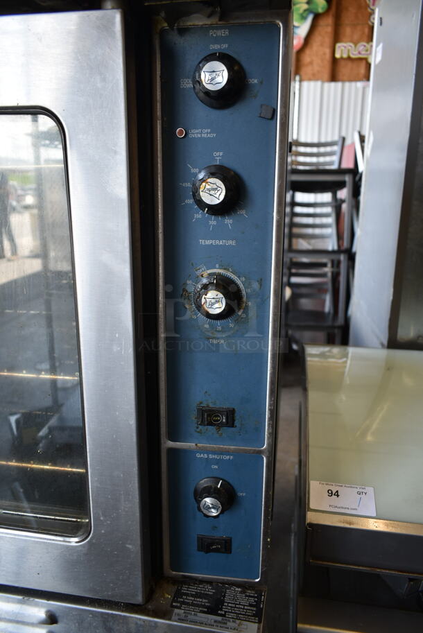 2020 Duke E101-GV Stainless Steel Commercial Gas Powered Full Size Convection Oven w/ View Through Doors, Metal Oven Racks and Thermostatic Controls on Metal Legs. - Image 3 of 8