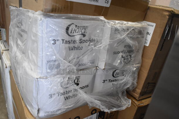 PALLET LOT of 30 BRAND NEW Boxes Including 24515112CB Baker's Mark White CustomizBLE Auto-Popup Donut/Bakery Box, 129MCS28W Choice 28 oz. White 8 3/4" x 6 1/4" x 1 3/4" Rectangular Microwavable Heavy Weight Container with Lid - 150/Case, 4 Boxes 130TASTERSP Choice 3" White Plastic Tasting Spoon - 3000/Case, 129MCS12B Choice 12 oz. Black 6" x 4 3/4" x 1 3/4" Rectangular Microwavable Heavy Weight Container with Lid - 150/Case, 966TALLFLDB Choice White Tall-Fold 6" x 13" Dispenser Napkin - 8000/Case, 357EQUALIZ14 FLAT Tech Equalizers 1/4"-20 Thread Black Table Leveler - 4/Pack - From Group (OD Kit) 349C3024SEQ, 5001TPJ Lavex 1-Ply Jumbo 1400' Toilet Paper Roll with 9" Diameter - 12/Case, 2 Box 127PL400 Choice PET Plastic Lid for 3.25 to 5.5 oz. Souffle Cup / Portion Cup - 2500/Case, 2451282CB Baker's Mark 12" x 8" x 2 1/4" White Customizable Auto-Popup Donut / Bakery Box - 200/Case. 30 Times Your Bid! - Image 5 of 12