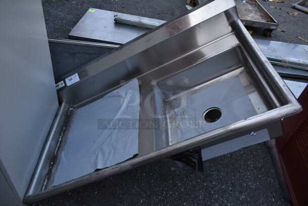 BRAND NEW SCRATCH AND DENT! Regency 600UDT50R Stainless Steel Commercial Single Bay Sink w/ Left Side Drain Board. Missing 2 Legs. - Image 1 of 6