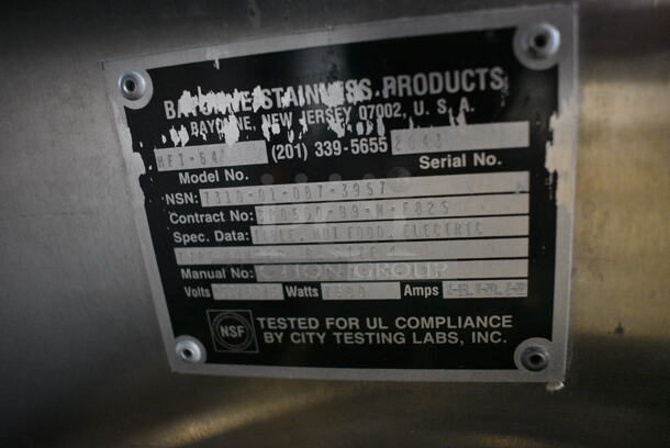Model HFT-64 Stainless Steel Commercial Electric Powered 4 Bay Steam Table. 230 Volts. 63x34x30 - Image 6 of 6