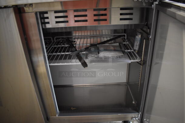 BRAND NEW SCRATCH AND DENT! Avantco 178APT71MHC Stainless Steel Commercial Sandwich Salad Prep Table Bain Marie Mega Top on Commercial Casters. 115 Volts,  Phase. 71x36x47. Tested and Working! - Image 6 of 11