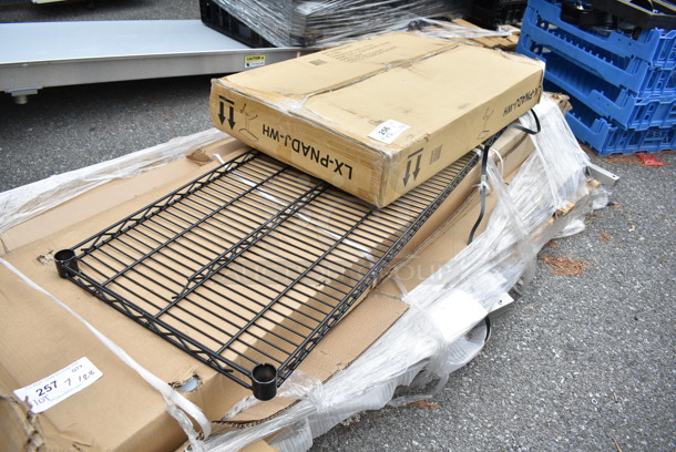2 BRAND NEW SCRATCH AND DENT! Luxor LX-PNADJ-WH 25 1/2" Pneumatic Adjustable Height Lectern and Black Finish Wire Shelf. 2 Times Your Bid! May Be Missing Pieces.  - Image 2 of 4
