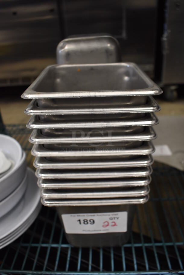 22 Stainless Steel 1/6 Size Drop In Bins. 1/6x6. 22 Times Your Bid!