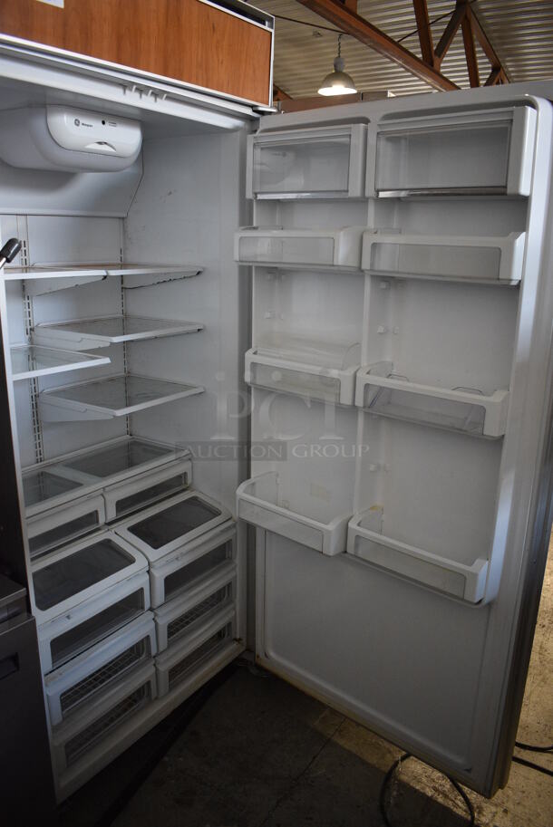GE Monogram Wood Pattern Single Door Cooler. 36x27x83. Tested and Powers On But Temps at 56 Degrees - Image 4 of 5
