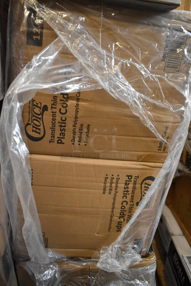 PALLET LOT of 28 BRAND NEW Boxes Including 394360M Noble Products Powdered Disposable Vinyl Gloves for Foodservice - 1000/Case, 4 Box 5004DNAPFLTN Choice Touchstone Natural Linen-Feel Flat-Packed Dinner Napkin 16" x 16" - 500/Case, 612FHL1230 Choice Foil Steam Table Pan Lid - Half Size - 100/Case, 500CC16HD 16 oz. Plastic Cold Cup - 1000/Case, 2 Box 626TS Solo 626TS Clear Flat Lid with Straw Slot - 1000/Case, 2 Box 795PTOKFT3 Choice Kraft Microwavable Folded Paper #8 Take-Out Container 6" x 4 5/8" x 2 1/2" - 300/Case, 2 Box 500TW12 Choice 12 oz. Translucent Thin Wall Plastic Cold Cup - 1000/Case, 274MOPBCKTYE Lavex Yellow Mop Bucket, 433L32C Choice Quart Size Natural Kraft Paper Bag - 500/Case, 130SVFRK480B Visions Silver 7" Heavy Weight Plastic Fork with Black Handle - 480/Case, C25UT1 Dart C25UT1 StayLock® 6 1/8" x 6 1/2" x 3 1/4" Clear Hinged Plastic 6" Square Container - 500/Case, LOOP-GREEN-EO Green Shopping Bags, Choice Medium Weight Black Wrapped Plastic Cutlery Set with Napkin - 250/Case. 28 Times Your Bid! - Image 7 of 12
