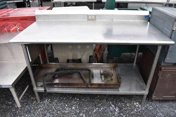 Stainless Steel Table w/ Back Splash and Metal Under Shelf. 60x31x41 - Image 2 of 8