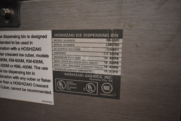 Hoshizaki KM-500MAF Stainless Steel Commercial Ice Machine Head on Hoshizaki DB-200C Commercial Hotel Dispenser Ice Bin. 115-120 Volts, 1 Phase.  - Image 6 of 6
