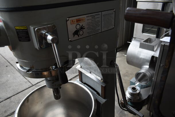 Globe SP30P Metal Commercial Floor Style 30 Quart Planetary Dough Mixer w/ Stainless Steel Mixing Bowl, Whisk, Paddle and Dough Hook Attachments. 220 Volts, 1 Phase.  - Image 7 of 9