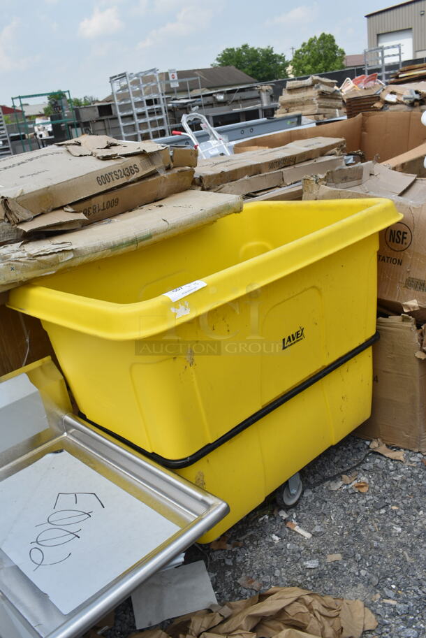 BRAND NEW SCRATCH AND DENT! Lavex 475CT12100YW 16 Cubic Foot Yellow Leakproof Cube Truck (1000 lb. Capacity) - Image 3 of 5