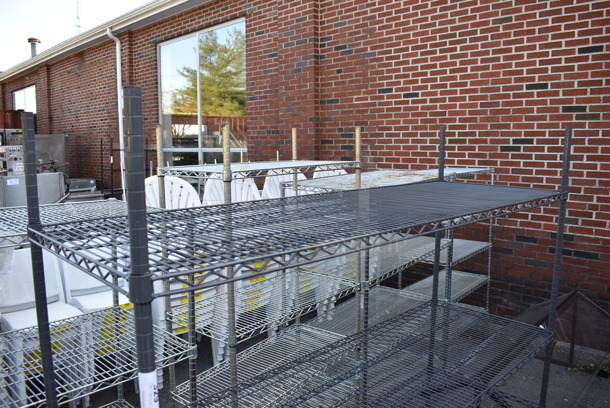 Gray Finish 4 Tier Wire Shelving Unit. BUYER MUST DISMANTLE. PCI CANNOT DISMANTLE FOR SHIPPING. PLEASE CONSIDER FREIGHT CHARGES. 72x24x75 - Image 2 of 3