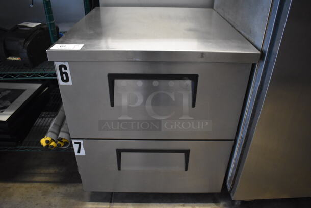 2012 True TUC-27F-D-2 Stainless Steel Commercial 2 Drawer Undercounter Freezer on Commercial Casters. 115 Volts, 1 Phase. 27.5x30x34. Tested and Working!