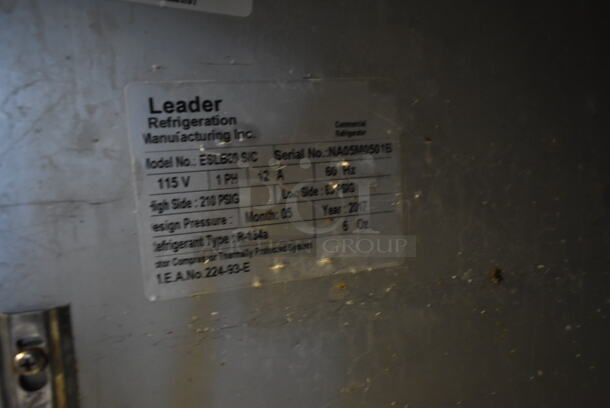 2017 Leader ESLB00 S/C Stainless Steel Commercial 2 Door Undercounter Cooler on Commercial Casters. 115 Volts, 1 Phase. Tested and Does Not Power On - Image 6 of 7