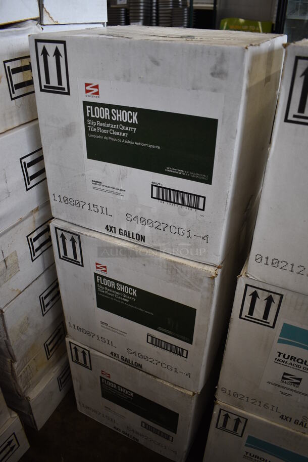 3 Boxes of 4 BRAND NEW Swisher Floor Shock Slip Resistant Quarry Tile Floor Cleaner. Total of 12 Jugs. 6x6x12. 3 Times Your Bid! - Image 2 of 3