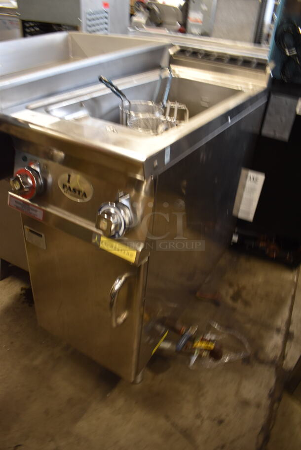 Arcobaleno APCE35 Commercial Stainless Steel Electric Pasta Cooker With 3 Stainless Steel Strainer Baskets on Galvanized Legs. 208V, 3 Phase. - Image 3 of 6